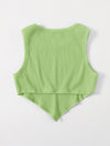 EZwear F Asymmetrical Hem Rib knit Crop Tank Top