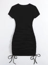 Plus Drawstring Side Rib knit Bodycon Dress