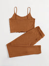 Lettuce Edge Waffle Knit Cami Top Leggings Set