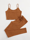 Lettuce Edge Waffle Knit Cami Top Leggings Set