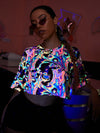 Reflective Allover Print Crop Tee