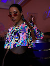 Reflective Allover Print Crop Tee