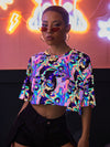 Reflective Allover Print Crop Tee