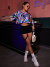 Reflective Allover Print Crop Tee