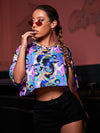 Reflective Allover Print Crop Tee