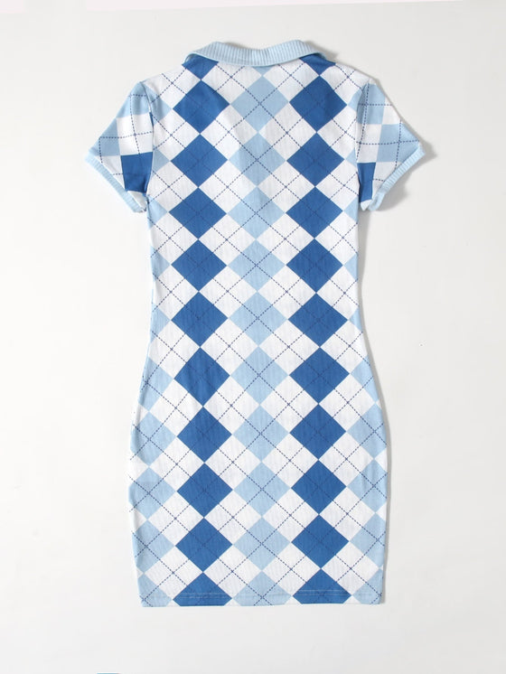 Argyle Pattern Polo Dress