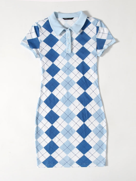 Argyle Pattern Polo Dress