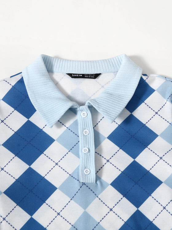 Argyle Pattern Polo Dress