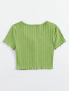 Lettuce Edge Button Front Rib knit Top