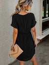 Solid Self Tie Tunic Dress