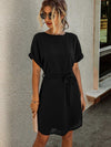 Solid Self Tie Tunic Dress
