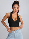 Open Back Crop Halter Top