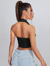 Open Back Crop Halter Top