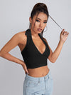 Open Back Crop Halter Top