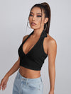 Open Back Crop Halter Top