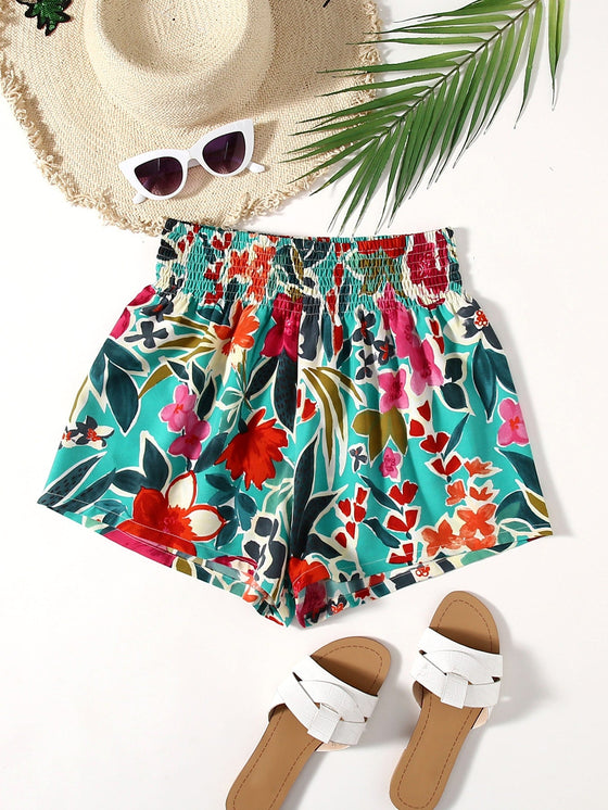 Floral Print Wide Leg Shorts