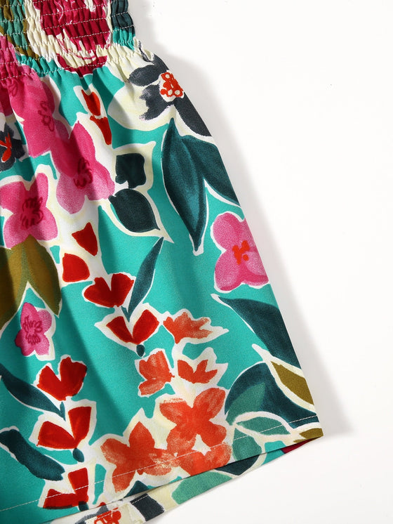 Floral Print Wide Leg Shorts