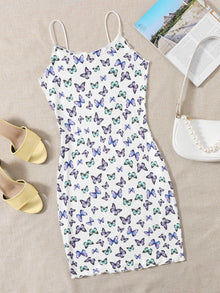  Allover Butterfly Print Dress