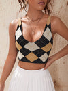 Argyle Pattern Criss cross Knit Top