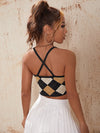 Argyle Pattern Criss cross Knit Top