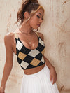 Argyle Pattern Criss cross Knit Top