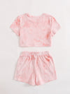 Girls Tie Dye Tee Track Shorts Set