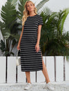 Striped Split Hem Tee Dress