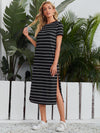 Striped Split Hem Tee Dress