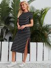 Striped Split Hem Tee Dress