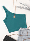 One Shoulder Rib knit Crop Top