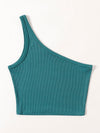 One Shoulder Rib knit Crop Top
