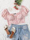 Ditsy Floral Frill Trim Crop Blouse