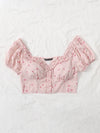 Ditsy Floral Frill Trim Crop Blouse