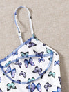 Allover Butterfly Print Contrast Stitch Cami Top