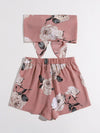 Floral Tie Front Tube Top Shorts Set