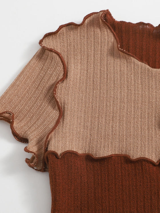 Girls Lettuce Trim Two Tone Tee