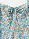 Plus Drawstring Knot Ruched Front Ditsy Floral Milkmaid Dress