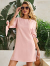 Pearls Cut out Sleeve Knot Cuff Dress