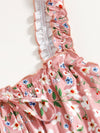 Floral Frill Strap Ruched Bust Tie Front Bodycon Dress