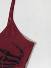 Skeleton Print Crop Cami Top