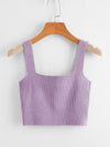 Solid Crop Knit Top
