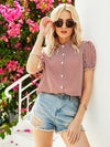 Houndstooth Puff Sleeve Blouse