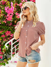 Houndstooth Puff Sleeve Blouse