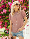 Houndstooth Puff Sleeve Blouse