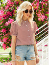 Houndstooth Puff Sleeve Blouse