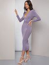 Plunging Neck Ruched Waist Bodycon Dress