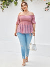 Plus Swiss Dot Shirred Bardot Blouse