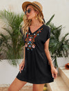 Batwing Sleeve Floral Embroidery Dress