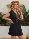 Batwing Sleeve Floral Embroidery Dress