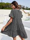 Solid Flounce Sleeve Smock Dress